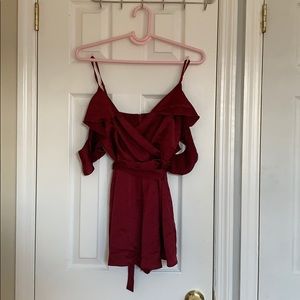 Ruffle shoulder romper